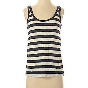 J. Crew Striped Linen Tank Top Navy/ white M
